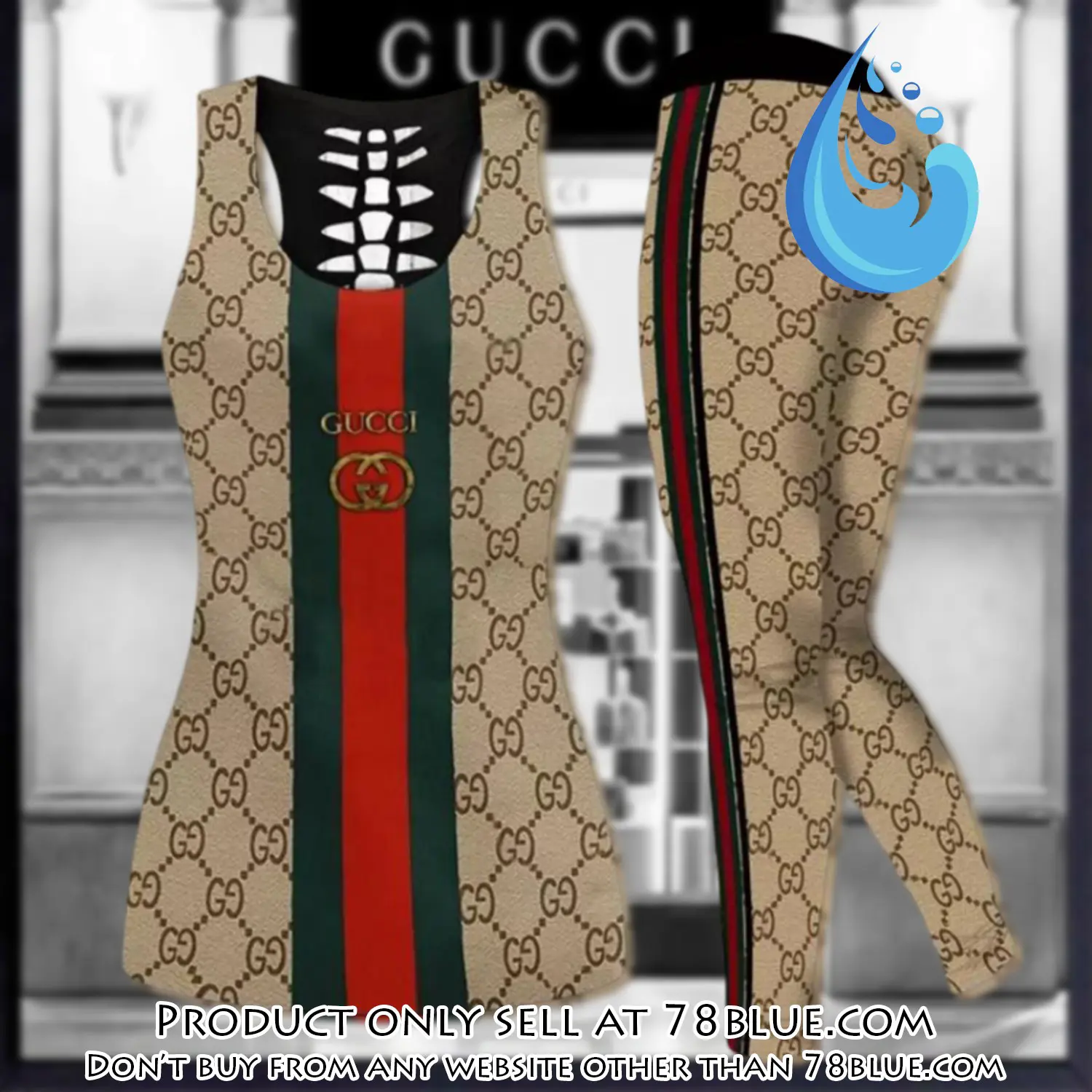 Gucci stripe tank top leggings set luxury brand for women yoga gym 78b0945912